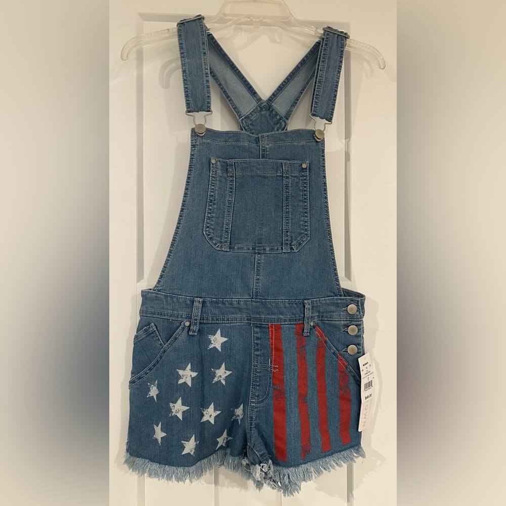 Kohl's Blue and Red Denim Overalls